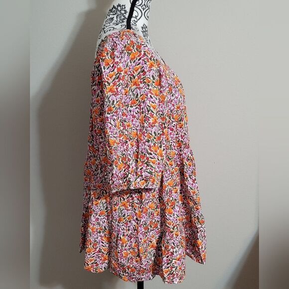 Women's Plus Size Puff‎ Sleeve Square Neck Babydoll fall Top - Picture 5 of 10